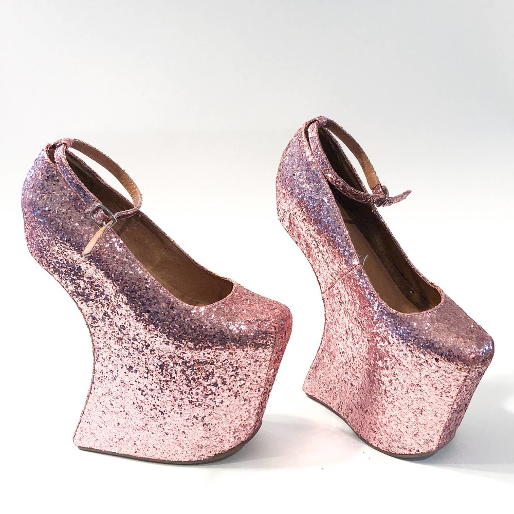 Jeffrey Campbell Pink Glitter Platforms 6.5